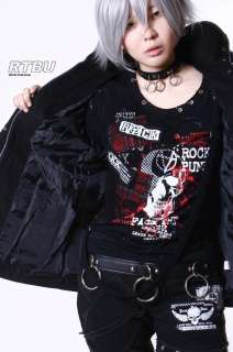 Industrial Gothic Punk Hi Collar Uniform Hooded Fur Trim Jacket Parka 