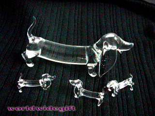Dachshund DOG Blown Glass Art Figurine Crystal Mini  