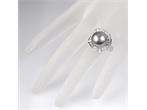 Black Pearl White GP Ring Swarovski Crystals R616W  