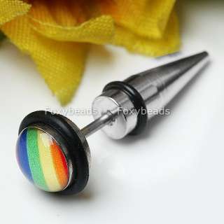 1PC Rainbow Steel Spike Screw Taper Earring Stud Ear  