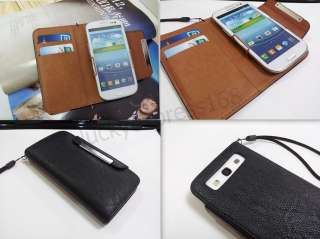 Black Wallet Flip Case Cover With CC Slot For Samsung i9300 Galaxy S 3 