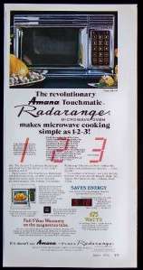 1976 Amana Radarange Microwave Oven Magazine Print Ad  