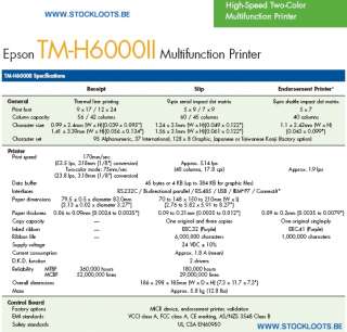 Epson TM H6000 II POS Thermal + Matrix Receipt printer  