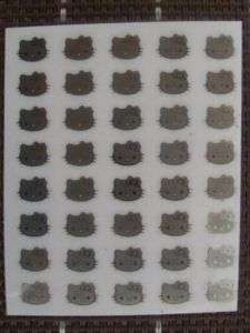   20 STICKERS ONGLES TETE HELLO KITTY ARGENT   NEUF