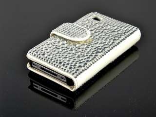 IPHONE 4 4S STRASS CASE Bling Leder Tasche Hülle cover luxus glitzer 