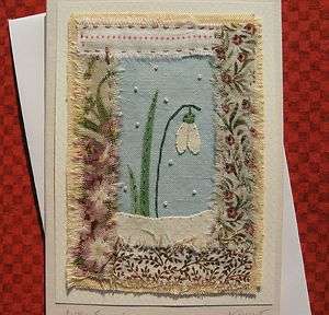 Little Snowdrop miniature hand stitch on card designed/made by Helen 