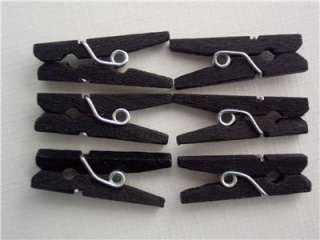 MINI PEGS   BLACK pk of 50 BULK wooden clothespin baby shower craft 