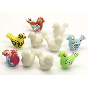 20 Pcs. Unpainted Ceramic DIY Little Birds Pendants Bead Mini Figurine 