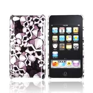  For Apple iPod Touch 4 Hard Cover Case SKULLS BLACK 