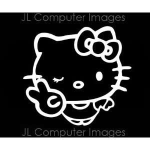 HELLO KITTY WINK WHITE DECAL 6 X 5
