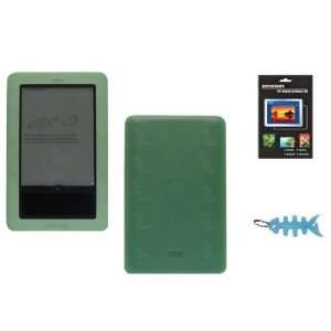    Green Silicone Skin Case Cover + LCD Screen Protector + Light Blue 