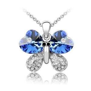    Austrian Crystal White Gold Butterfly Pendant Necklace Jewelry