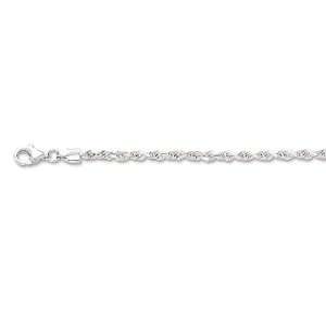  14k Solid White Gold 3mm Rope Chain Necklace 18 Jewelry