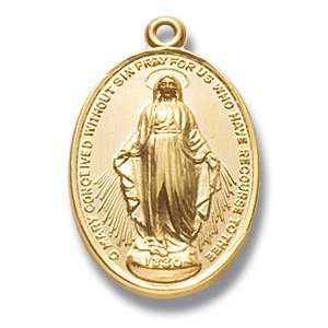 Gold Over Sterling Silver Miraculous Medal St. Mary Mother of God with 