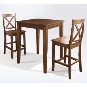  Glen Falls 3 Piece Cherry Pub Table with X Back Stools 