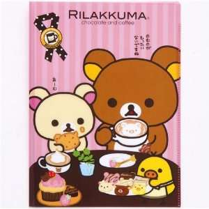    Rilakkuma bear A4 plastic file folder 4 pocket coffee Toys & Games
