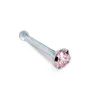   Pink Diamond   950 Platinum Nose Ring Bone / Stud  20 Gauge Jewelry