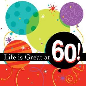 60th Birthday Balloons Luncheon Napkins