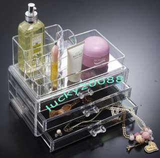 Clear Acrylic Cosmetic Organizer Makeup case Drawers Jewelry STORAGE 
