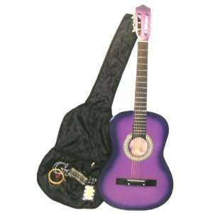  38 Purple Acoustic Guitar With Accessories Musical 