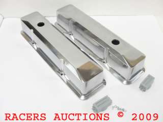 SBC CHEVY POLISHED ALUMINUM RECESSED TALL VALVE COVERS  