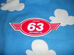 Rare 80s SIMS 63 Wheels Vintage skateboard sticker  