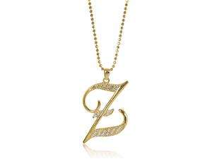    Gold Tone Initial Z Pendant Necklace