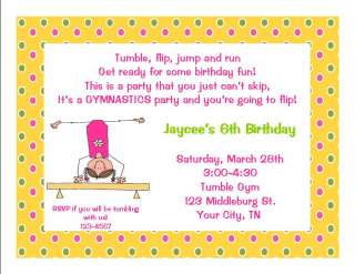 Personalized Gymnastics/Tumbling Birthday Invitations  