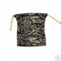 Gold & Black Satin Jewelry Gift Pouch~Drawstring Bag  