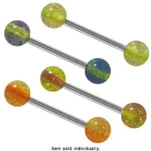   Multi Color Glitter Ball Barbell Tongue Rings   03110 1: Jewelry