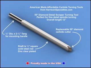Carbide 55° Diamond scraper wood lathe turning tool  