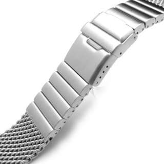 316L Wire Mesh Band 24mm Stainless Steel Divers Double Clasp, Solid 