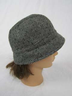 NWT Gap Womens Wool Gray Black Cloche Bucket Crusher Hat S / M  