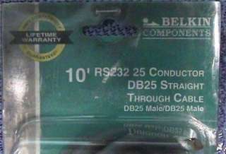 Belkin 10ft RS232 DB25 Male/Male Printer Cable sealed  