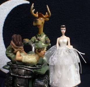   Hunter Groom WEDDING CAKE TOPPER TOP Dark hair bride  CATCH  