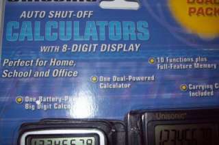 Unisonic Dual Pack CALCULATORS 8 digit Display  
