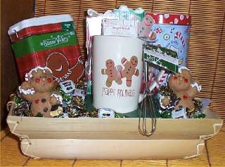 Gift Basket Holiday Gingerbread Cocoa Cookies Candy Figurines  
