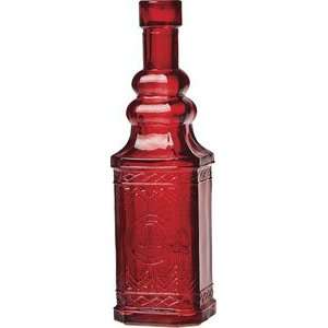  Red Vintage Colored Glass Bottle (square design)