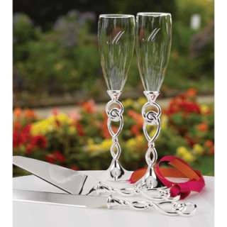 Personalized Wedding Champagne Flutes Love Knot  