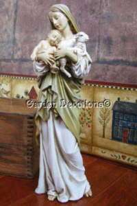 12 Pretty MARY MADONNA w/ CHILD JESUS LAMB Statue NICE  