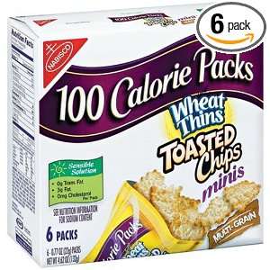 100 Calorie Packs Wheat Thins Toasted Chips Minis, Multi Grain, 6 