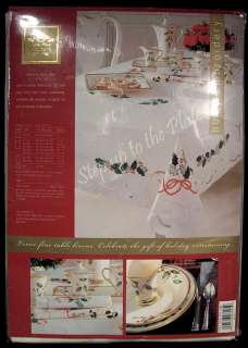 Lenox China HOLIDAY Holly Christmas Cut Out Embroidered Tablecloth /s 
