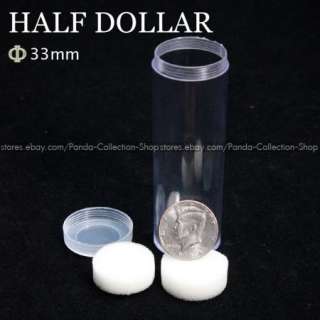 Clear Round Plastic Coin Tubes For Similar Half Dollar Diameter 33 