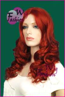 Long Curly Copper Red no Bangs Hair Wig FA61  
