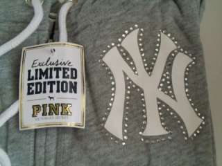 Victorias Secret PINK New York Yankees BLING Hoodie Jacket M NWT Gray 