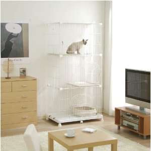  Wire Tower Cage for Small Animal / Cat Cage   WHITE