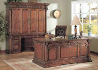 Executive Desk Set Solid Wood Credenza Hutch & Chair  