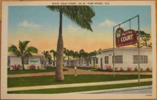1940 Linen PC: Royal Palm Court  Fort Myers, Florida FL  