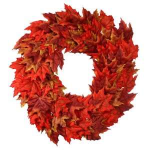   34 Autumn Fall Maple Leaf Artificial Christmas Wreath: Home & Kitchen
