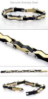 New Mens FOSS Stainless Steel Bracelet w. Gold Plating  